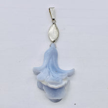 Load image into Gallery viewer, Chalcedony Sterling Silver Druzy Crystal Flower Pendant | 2 1/2&quot; Long | Blue |
