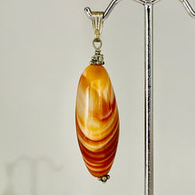 Load image into Gallery viewer, Sardonyx Sterling Silver Briolette Pendant | 2 1/4&quot; Long | Orange/White | 1 |
