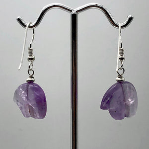 Amethyst Sterling Silver Zuni Bear Drop/Dangle Earrings | 2 1/4" Long | Purple |