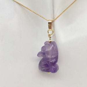 Amethyst Wolf Pendant Necklace | Semi Precious Stone Jewelry | 14k Pendant - PremiumBead Alternate Image 6