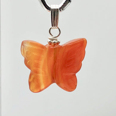 Carnelian Agate Butterfly Pendant Necklace | Semi Precious Stone| Silver Pendant - PremiumBead Primary Image 1