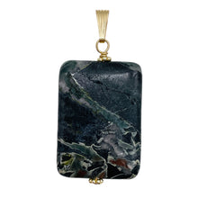 Load image into Gallery viewer, Tsunami Stone 14K Gold Filled Rectangle Pendant | 35x25x7.5mm | Green White | 1
