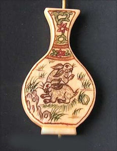 Hoppity Scrimshaw Carved Bunny Rabbit Focal Bead 10520 - PremiumBead Primary Image 1