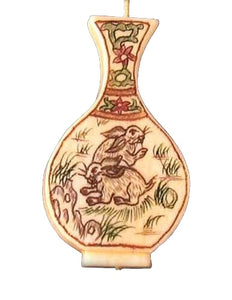 Hoppity Scrimshaw Carved Bunny Rabbit Focal Bead 10520