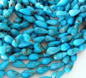 2 Beads of Faceted Teardrop Natural Kingman #1 American Blue Turquoise 7404B - PremiumBead Alternate Image 2