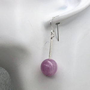 Kunzite Stone Sterling Silver Drop Earrings | 1.5" | Lavender Silver | Earrings
