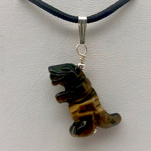 Tigereye Tyrannosaurus Rex Dinosaur Pendant Necklace|Sterling Silver Jewelry - PremiumBead Alternate Image 8