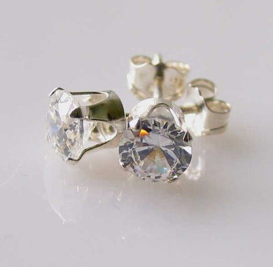 April Birthstone 5mm Clear Cubic Zircon & 925 Sterling Silver Stud Earrings - PremiumBead Primary Image 1