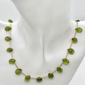 Natural Green Peridot Briolette & 14Kg 26 inch Necklace 867 - PremiumBead Alternate Image 2