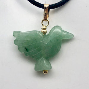 Aventurine Dove Bird Pendant Necklace|Semi Precious Stone Jewelry | 14K gf | - PremiumBead Alternate Image 5