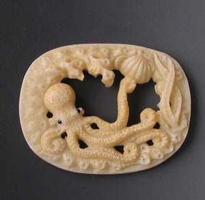 Capt Nemo Carved Octopus Waterbuffalo Bone Bead 10408B - PremiumBead Alternate Image 2