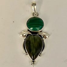 Load image into Gallery viewer, Malachite Labradorite Sterling Silver Goddess | 2 1/2&quot; Long | Blue Green Flash |
