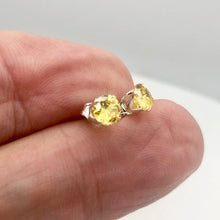 Load image into Gallery viewer, November Birthstone 5mm Lab Citrine Sterling Silver Earrings - PremiumBead Alternate Image 4
