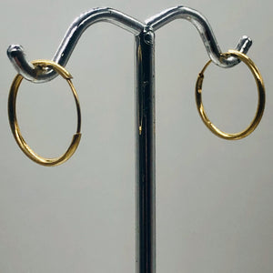 14k Solid Gold Endless Hoop Earrings | 14mm | Gold | 1 Pair Earrings |