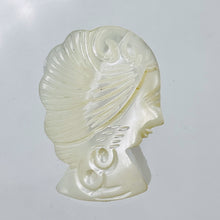 Load image into Gallery viewer, Mother of Pearl Carved Woman Sweater Pin | 1 1/8&quot; Long | White| 1 Lapel Pin |
