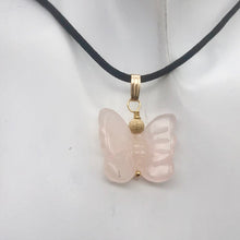 Load image into Gallery viewer, Flutter Carved Rose Quartz Butterfly 14Kgf Pendant - PremiumBead Alternate Image 3
