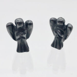 Loving Hand Carved Hematite Guardian Angel Figurine | 21x14x8mm | Silver Black - PremiumBead Alternate Image 10