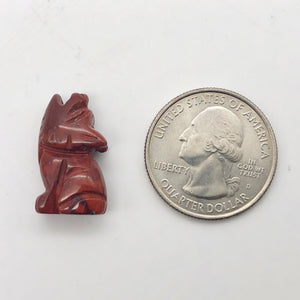 New Moon Howling Red Jasper Wolf Coyote Figurine | 21x11x8mm | Red - PremiumBead Alternate Image 3