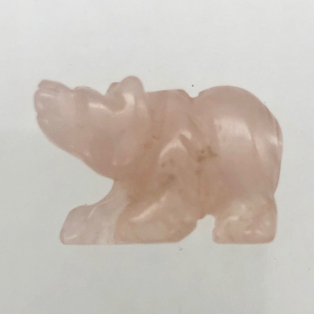 Roar Hand Carved Natural Rose Quartz Bear Figurine | 21x11x8mm | Pink - PremiumBead Primary Image 1