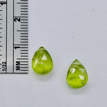 Load image into Gallery viewer, Gem! Faceted Untreated Peridot Briolette Beads Matched Pair | 10x7x5mm | 5.1tcw|
