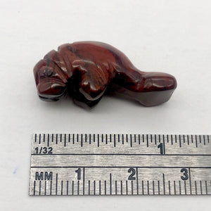 Adorable Breciated Jasper Manatee Figurine Worry-stone | 25x13x10mm | Red Brown - PremiumBead Alternate Image 3