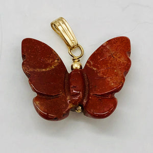 Jasper Butterfly Pendant Necklace | Semi Precious Stone Jewelry | 14k gf Pendant