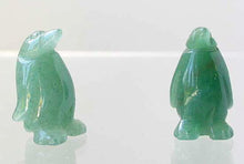 Load image into Gallery viewer, March of The Penguins 2 Carved Aventurine Beads | 21x12x11mm | Green - PremiumBead Primary Image 1
