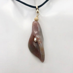 Lily! Fancy Jasper Carved Flower 14Kgf Pendant | 2" Long | Purple | Flower | - PremiumBead Alternate Image 3