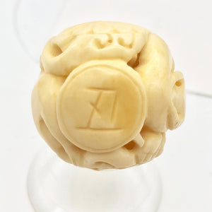 Carved Chinese Zodiac YEAR OF THE OX Bone Bead| 30mm | Cream | Round | 1 Bead | - PremiumBead Alternate Image 7