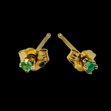 Load image into Gallery viewer, Emerald 14K Gold 2mm Round Stud Earrings | 2mm | Green | 1 Pair |
