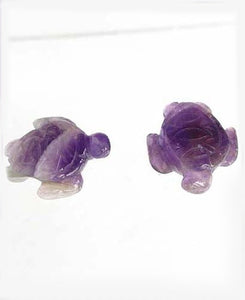 Majestic 2 Carved Amethyst Sea Turtle Beads | 23.5x18.5x7.5mm | Purple - PremiumBead Primary Image 1