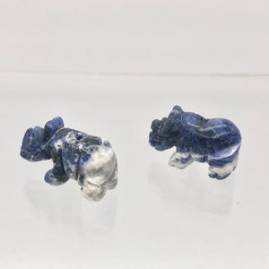 Adorable Sodalite Carved Blue Rhino Figurine Worry Stone | 20x13x8mm | Blue White - PremiumBead Alternate Image 9
