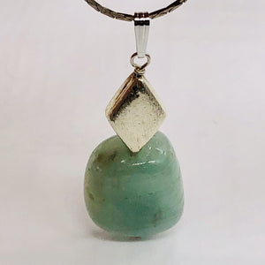 Aquamarine and Sterling Silver Drop Pendant | 1 3/4" Long | Aqua | 1 Pendant