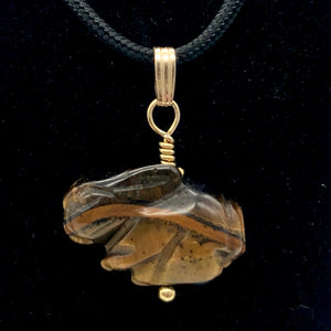 Tiger's Eye Bunny Rabbit Pendant Necklace|SemiPrecious Stone Jewelry|14K Pendant