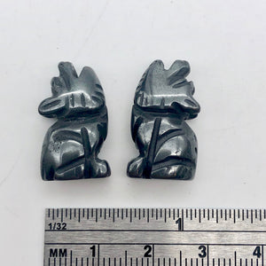 Howling New Moon 2 Carved Hematite Wolf Coyote Beads | 21x11x8mm | Silver black - PremiumBead Alternate Image 7