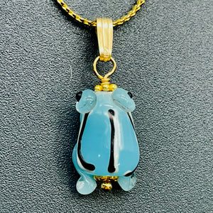 Lampwork Frog 14K Gold Filled Frog | 1" Long | Periwinkle Blue | 1 Pendant |