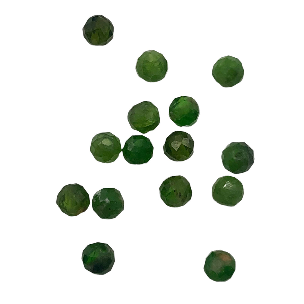 Chrome Diopside Faceted 15 Bead Parcel Round | 3 mm | Green | 15 Beads |