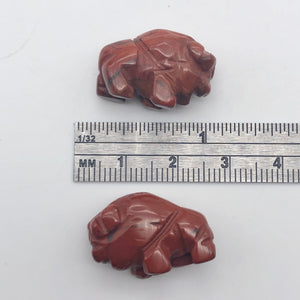 Abundance 2 Brecciated Jasper Hand Carved Bison / Buffalo Beads | 21x14x8mm | Red - PremiumBead Alternate Image 2