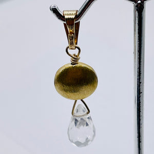 Quartz 14K Gold Filled Facetted Briolette | 1 3/4" Long | Clear | 1 Pendant |
