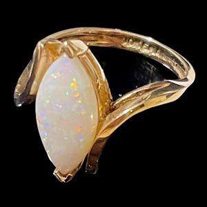 Opal Marquise Cut 10K Gold Ring | 5.5 | Red Green Fire | 1 Ring |