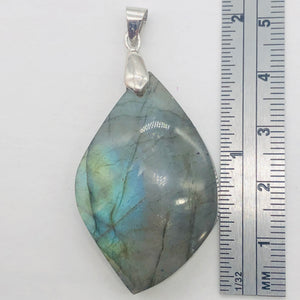 Labradorite Sterling Silver Natural | 1 1/2" Long | Blue/Golden | 1 Pendant |