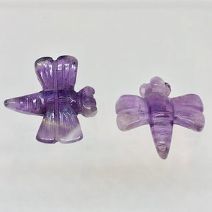 2 Hand Carved Amethyst Dragonfly Animal Beads | 21x20.5x6.5mm | Purple - PremiumBead Alternate Image 3
