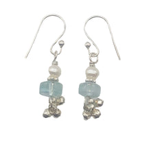 Load image into Gallery viewer, Aquamarine Pearl Drop Earrings | 1 1/4&quot; Long | Blue White | 1 Pair |
