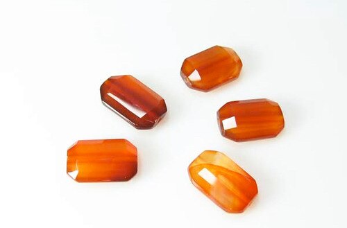 Five Beads of Faceted Carnelian Agate 12x18mm Rectangular Beads 10600P - PremiumBead Primary Image 1