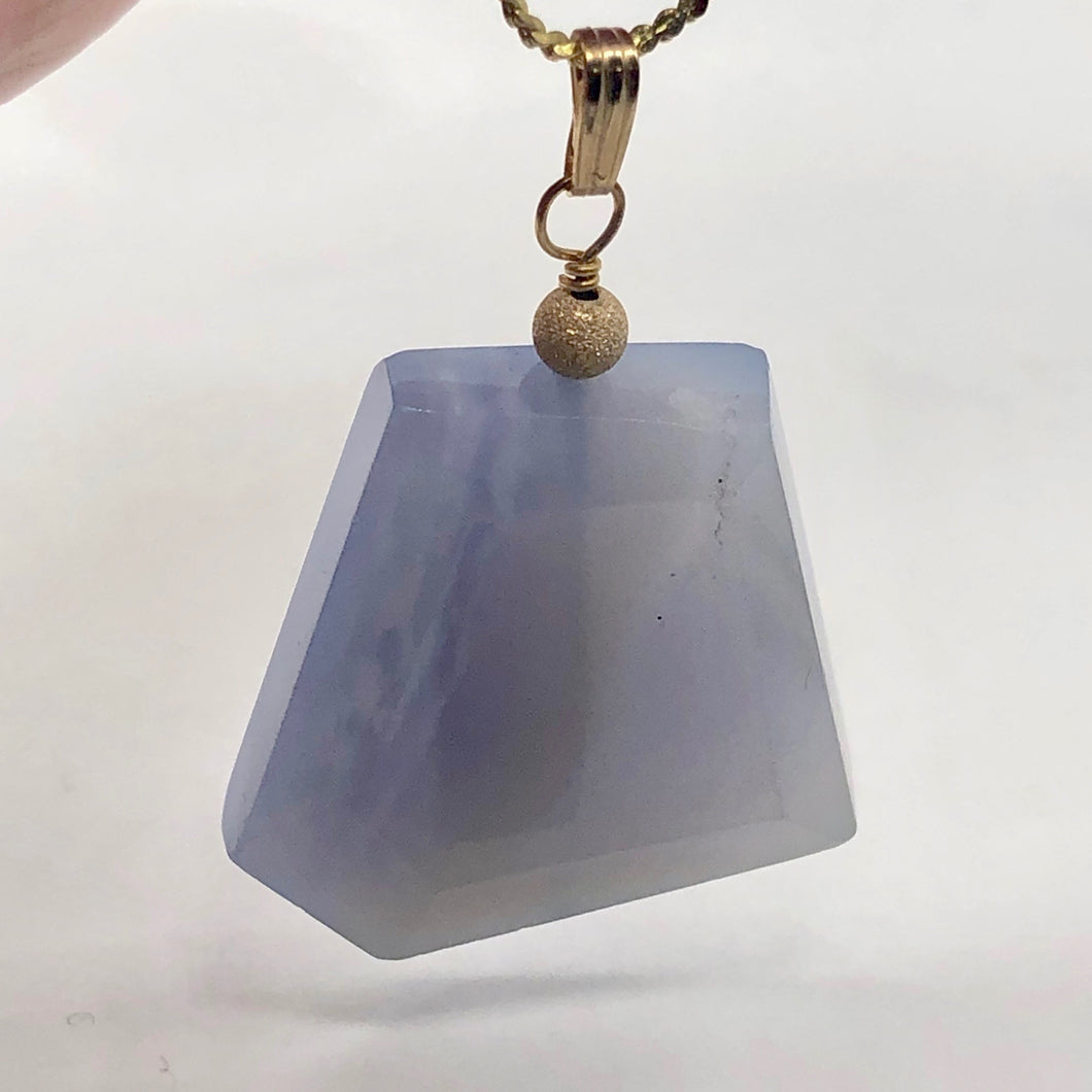 Blue Chalcedony 14K Gold Filled Faceted Crystal Pendant| 1 5/8