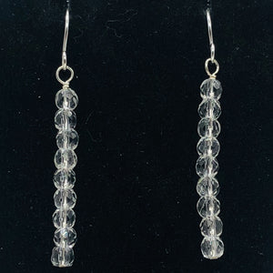 Quartz AAA Crystal Sterling Silver Dangle Earrings| 1 3/4" Long | Clear | 1 Pair