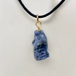 Sodalite Wolf Pendant Necklace | Semi Precious Stone Jewelry | 14k Pendant