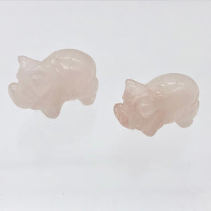Oink 2 Carved Rose Quartz Pig Beads | 21x13x9.5mm | Pink - PremiumBead Primary Image 1