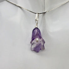 Load image into Gallery viewer, Lily! Natural Hand Carved Amethyst Flower Sterling Silver Pendant - PremiumBead Alternate Image 8
