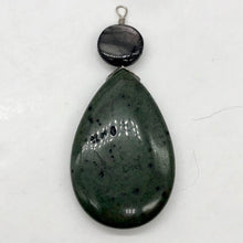 Load image into Gallery viewer, Hypersthene Tsunami Stone Briolette Sterling Silver Pendant| 3&quot;| Green, Silvery|
